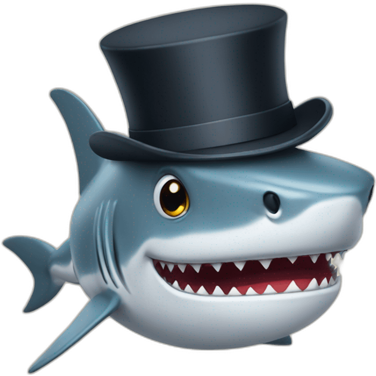 Shark with a top hat emoji