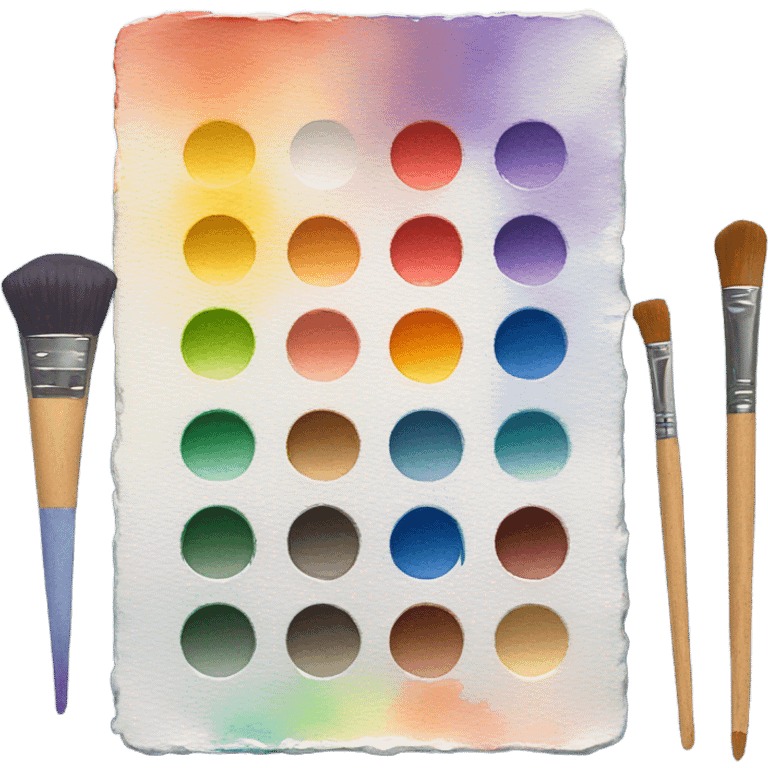 watercolor paint palette and paintbrush emoji