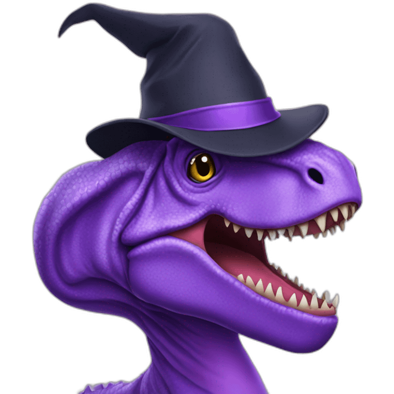 purple t-rex with wizard hat on  emoji