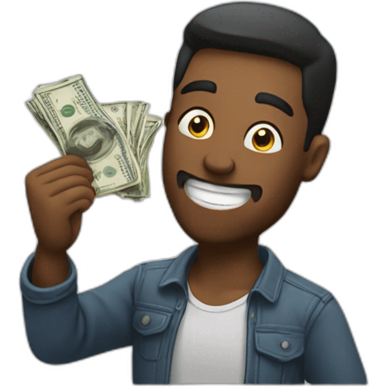 Man wining cash and happy  emoji