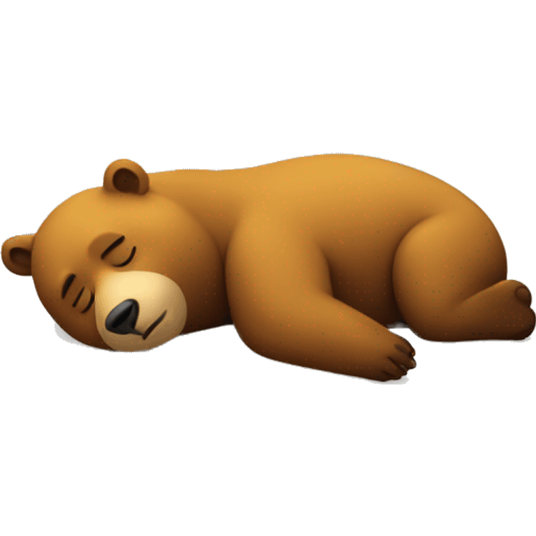 a bear sleeping on a bed with honey like he was eating emoji