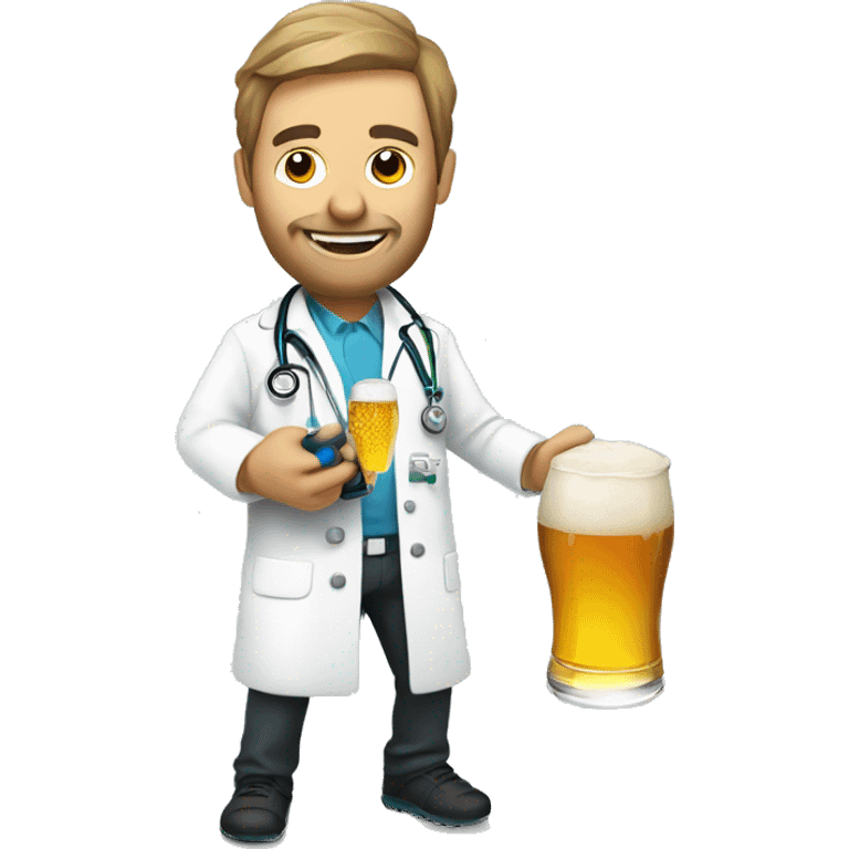 Doctor playing padel with beer in his hand emoji