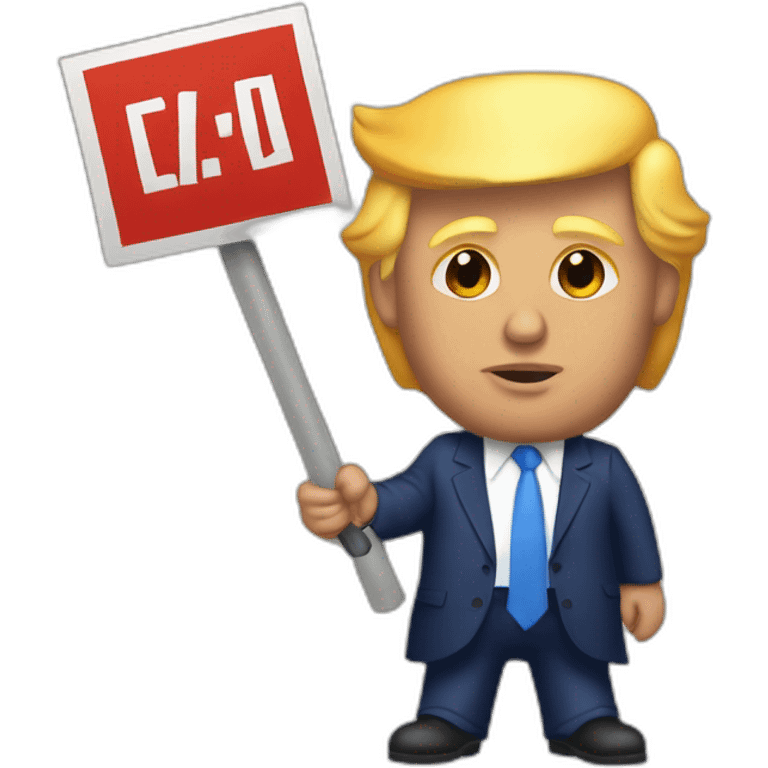 Donald Trump with a sign marked « Coucou Alex » emoji