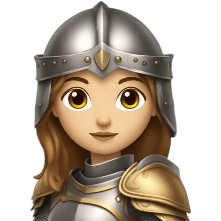 lady knight with bird motif long brown hair golden eyes tan skin holding a sword emoji