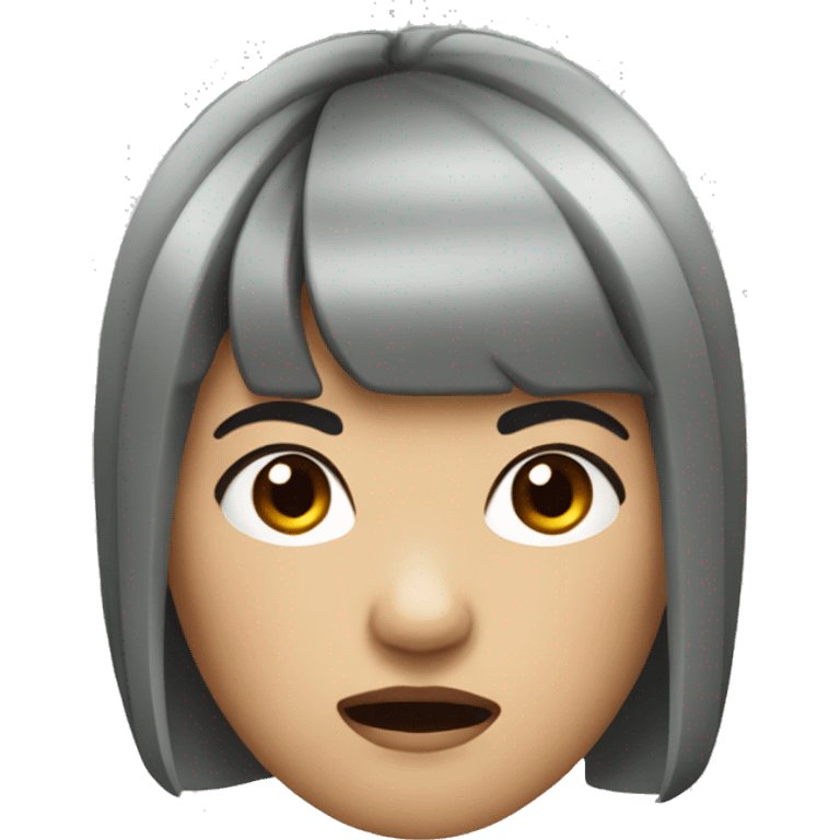 asian woman who looks like a chipmunk with short black hair and bangs looking angry emoji