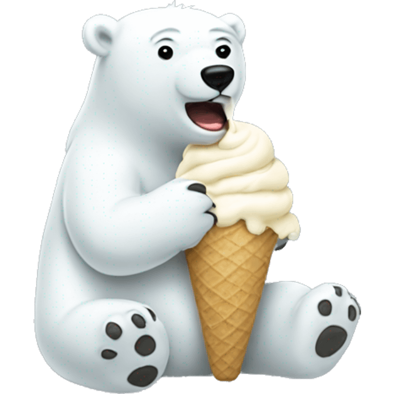 Polar bear eating ice cream emoji