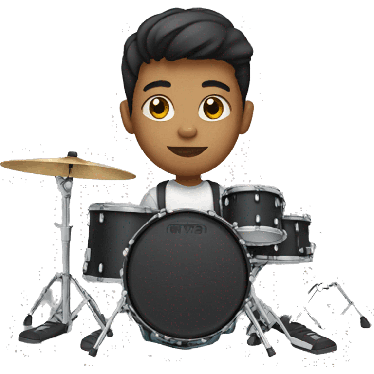 teenager with matte skin and short hair playing drums emoji