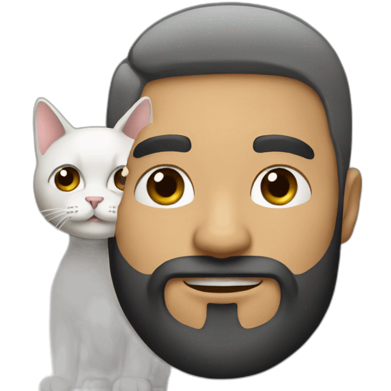 Latin Bearded guy with a white and black cat   emoji