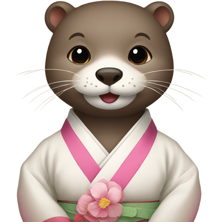 a otter face wearing traditional korean hanbok emoji