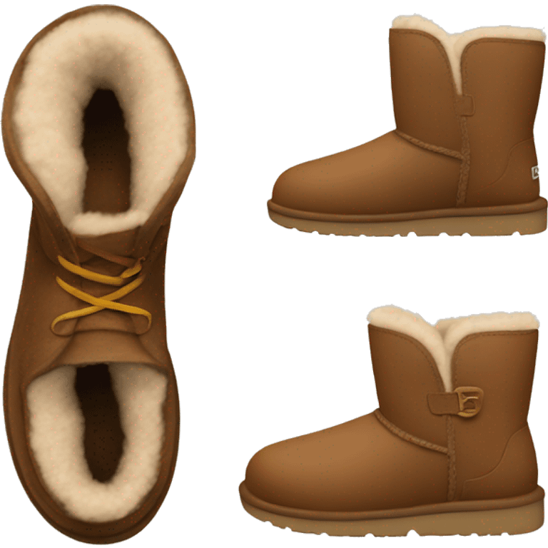 Brown Ugg shoes with a little shoe under them emoji