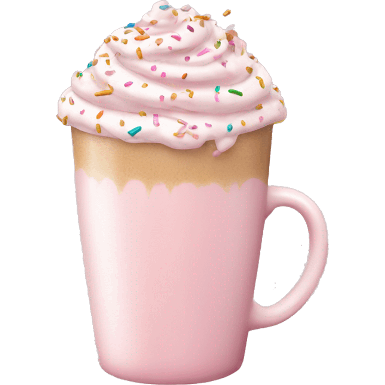 Light pink latte with sprinkles tied with a bow emoji