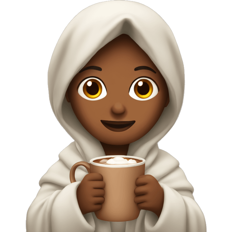 Woman with blanket holding a hot chocolate  emoji