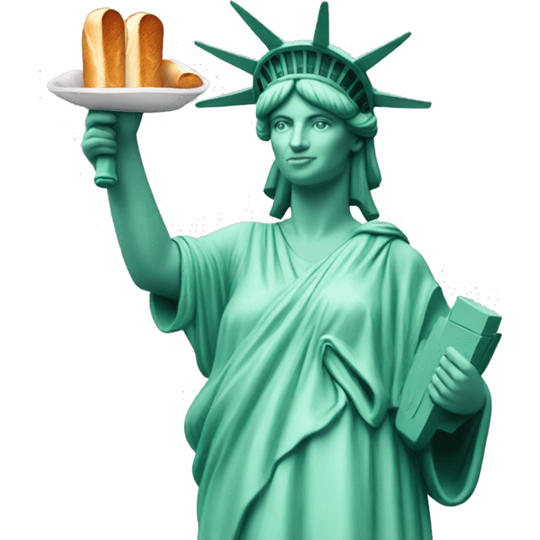 Statue of Liberty holding a baguette emoji