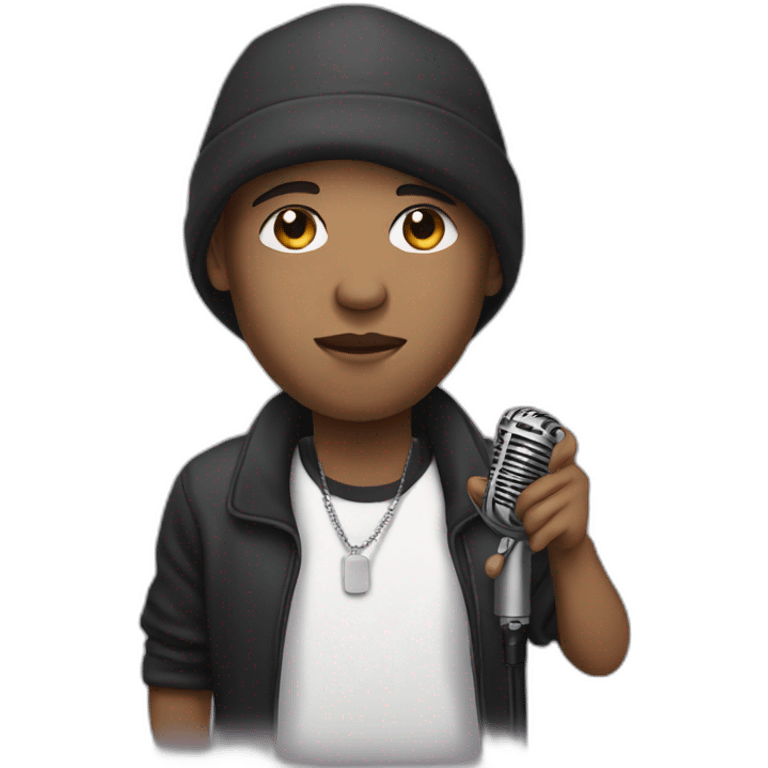 rapper mixed race with a mic emoji