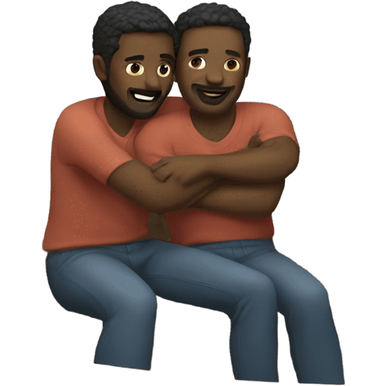 Two men cuddling in a boat emoji