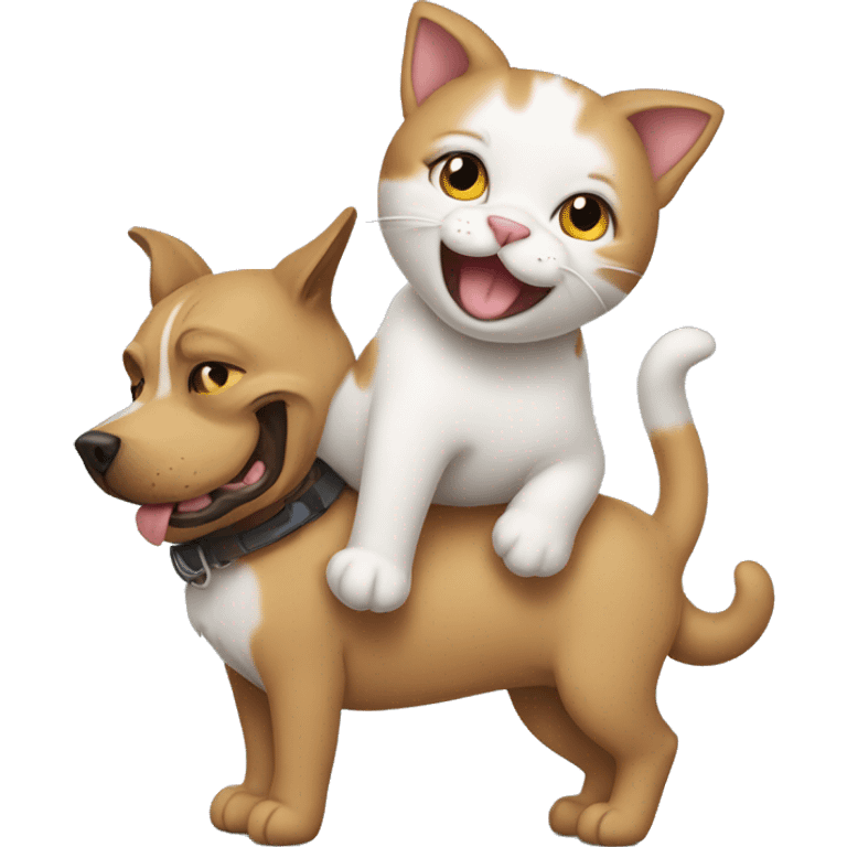 cat giving a dog a piggyback ride emoji