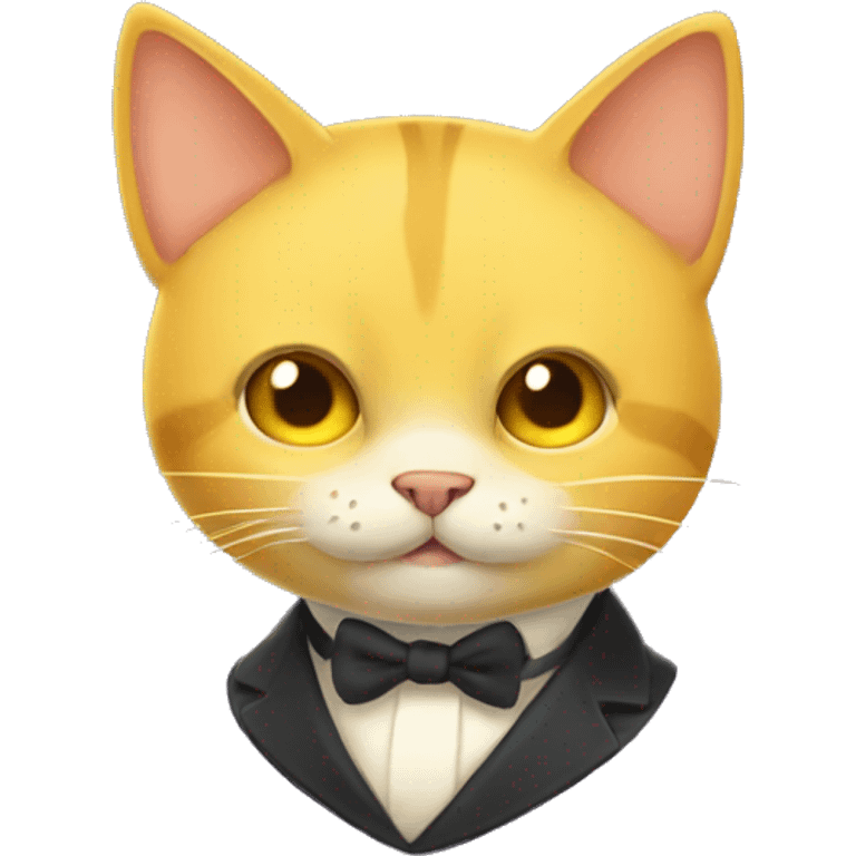 Yellow cunning animated cat smirking with a monocle emoji