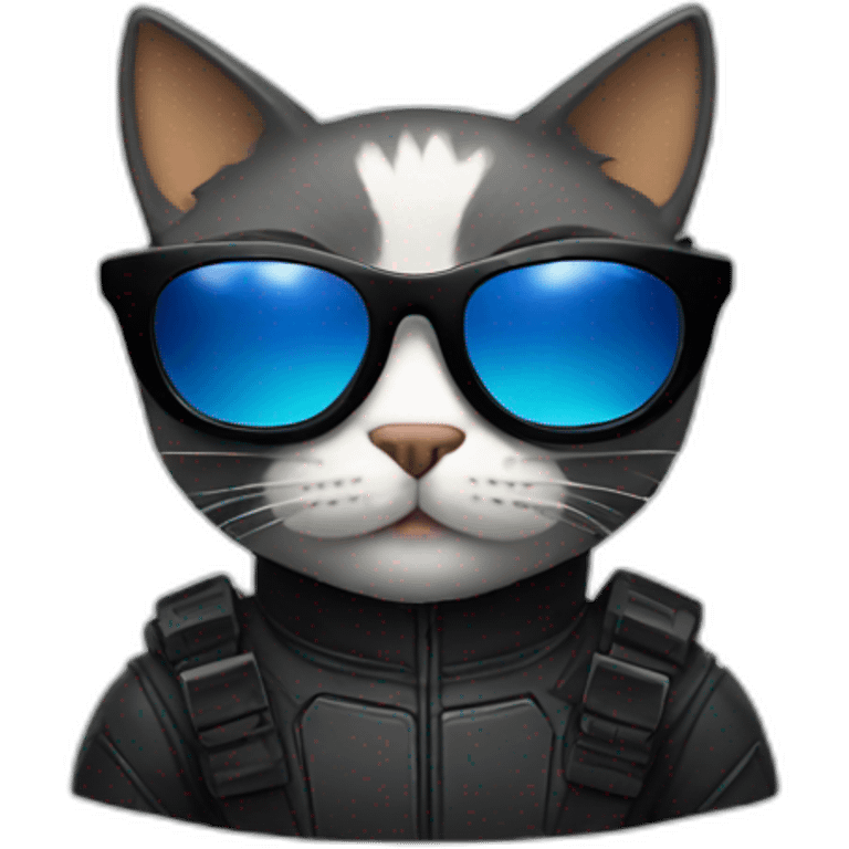 Cat with sunglasses in batman suit emoji