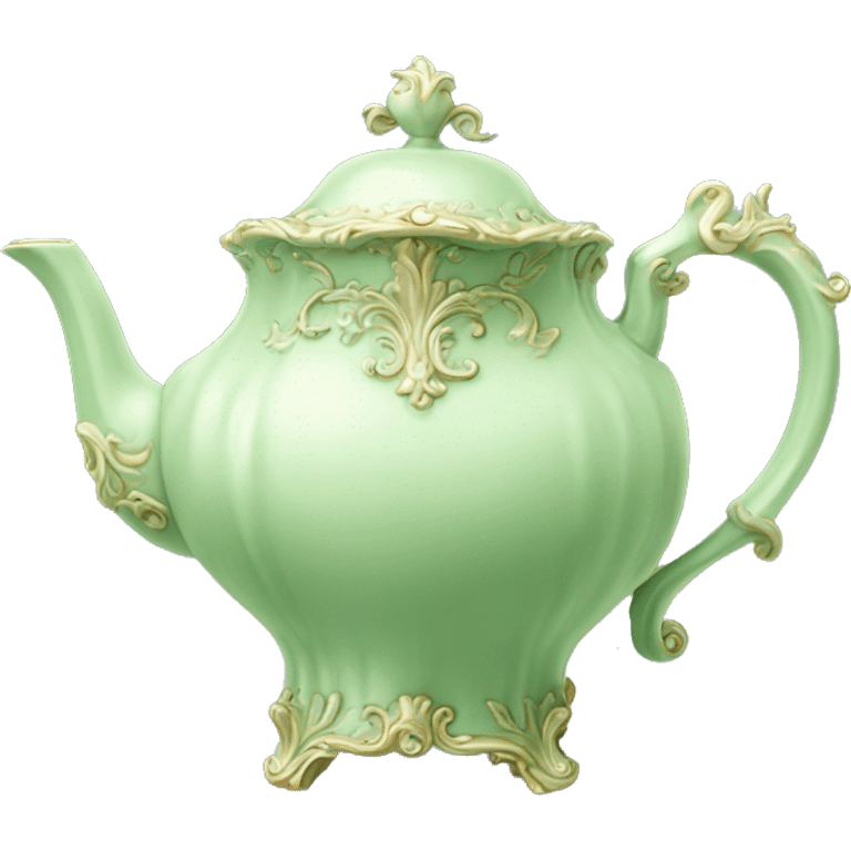 Realistic Pale Green vintage rococo teapot emoji