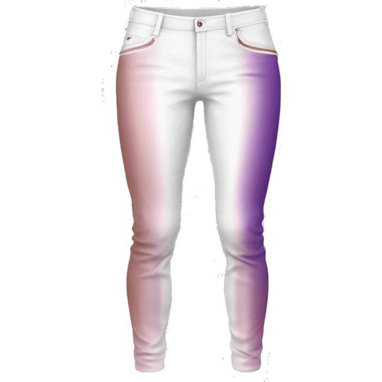 Realistic isolated pair white leather pants with rose gold to purple ombre vertical line pattern on them. emoji