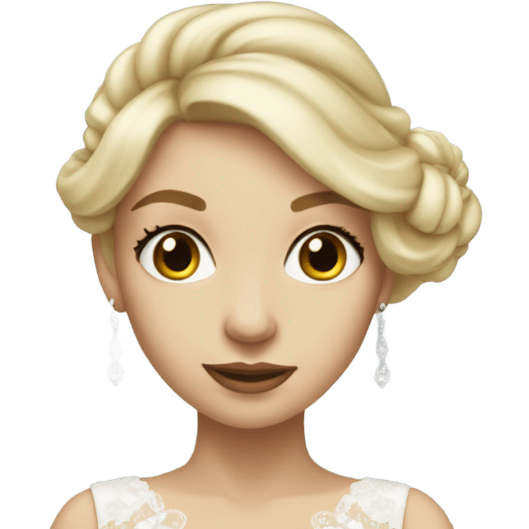 Beautiful blonde girl with Wedding dress with bow  emoji