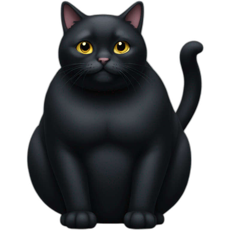 full body obese black cat emoji