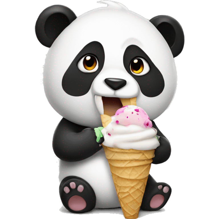 Panda eating ice cream emoji