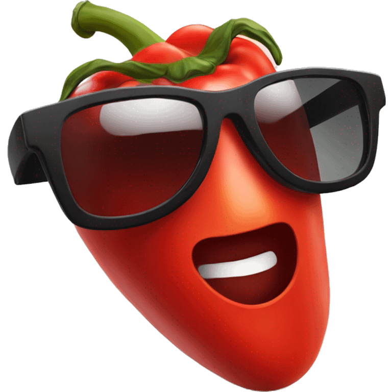 serious Red Pepper in black sun glasses emoji