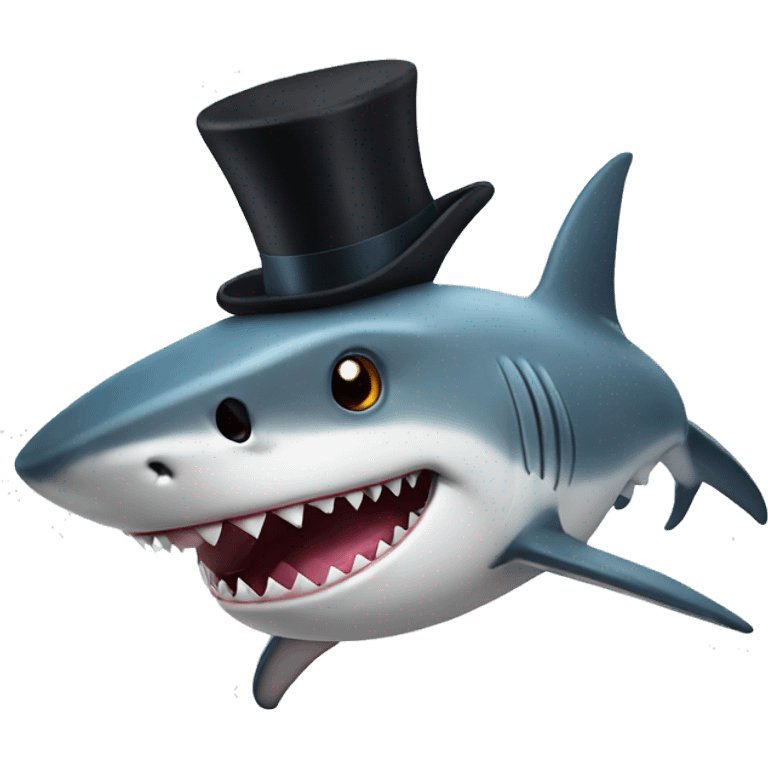 Shark with a top hat emoji