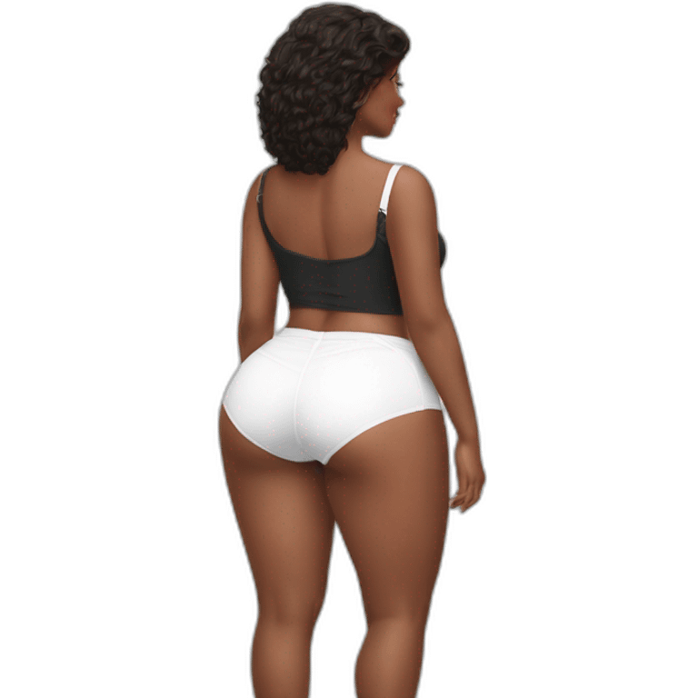 full-body-curvy-beauty-white-knickers-short-wide-skirt rear view emoji