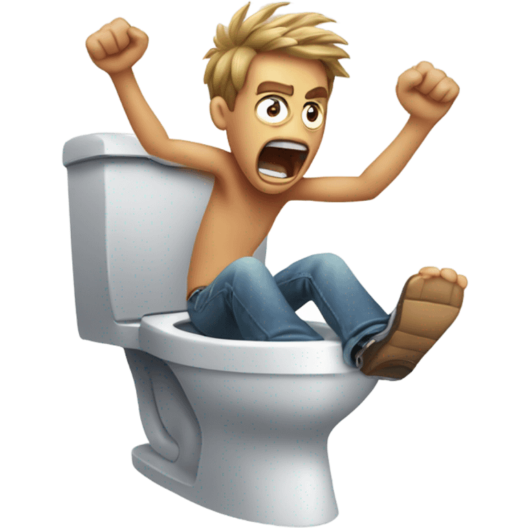 A man screaming skibidi while popping out of a toilet emoji