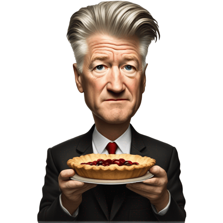 david lynch holding a cherry pie and coffee emoji