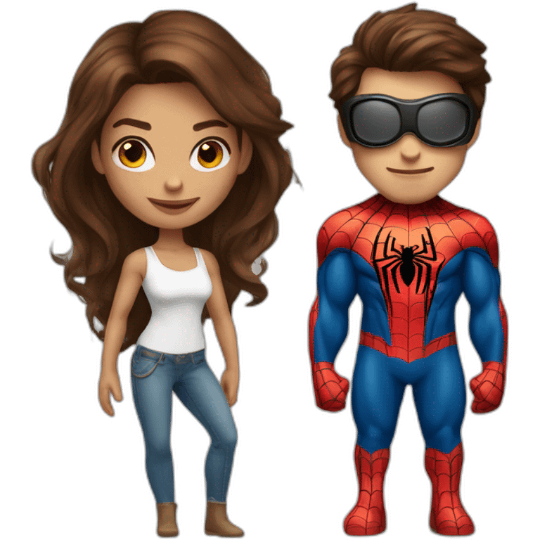 Spiderman femme brune avec Spiderman homme emoji