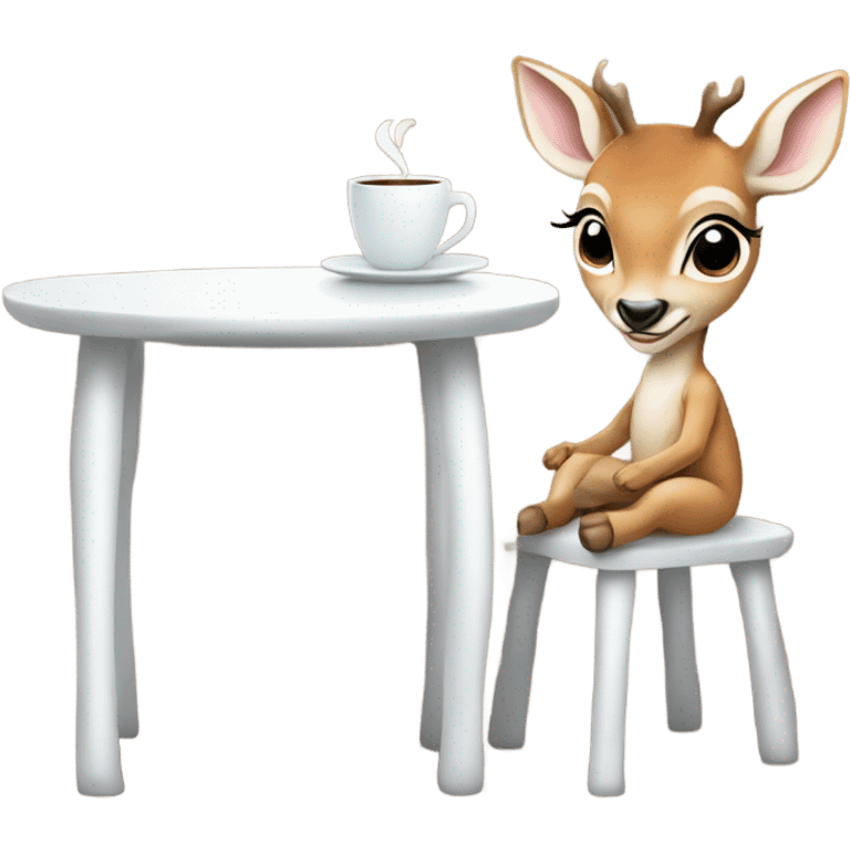 Baby deer drinking coffee emoji