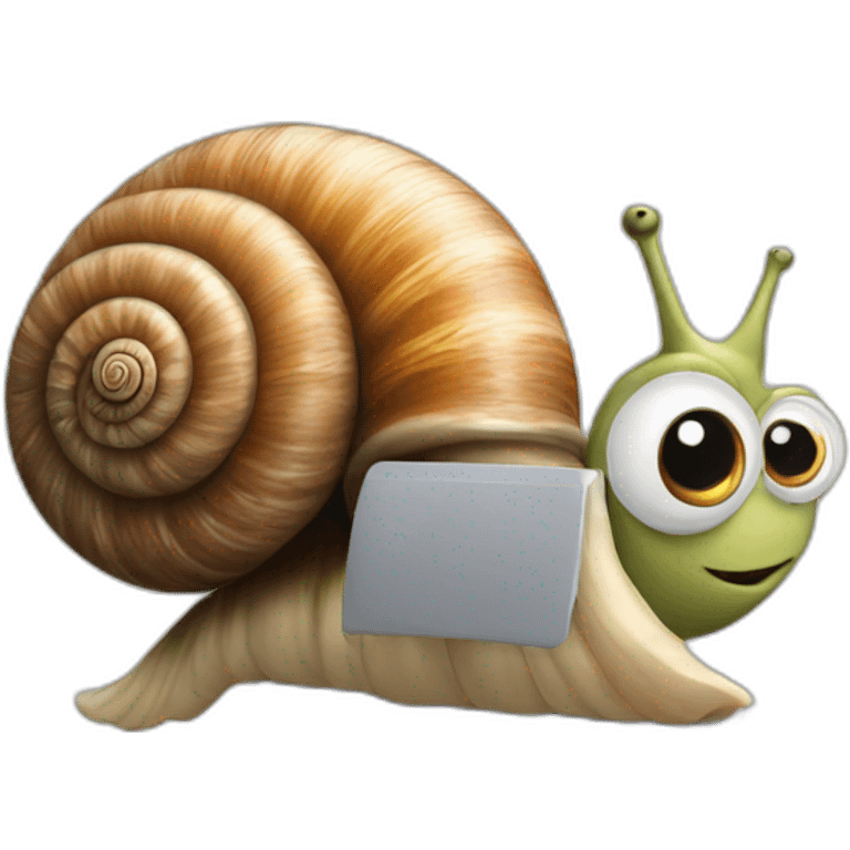 a snail with a computer emoji