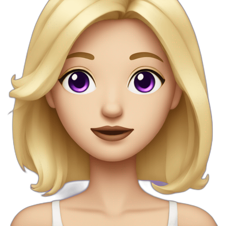 Blonde girl with violet eyes wearing a short black dress emoji