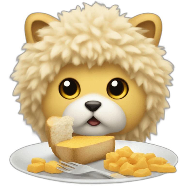 Fluffy eating lunch emoji