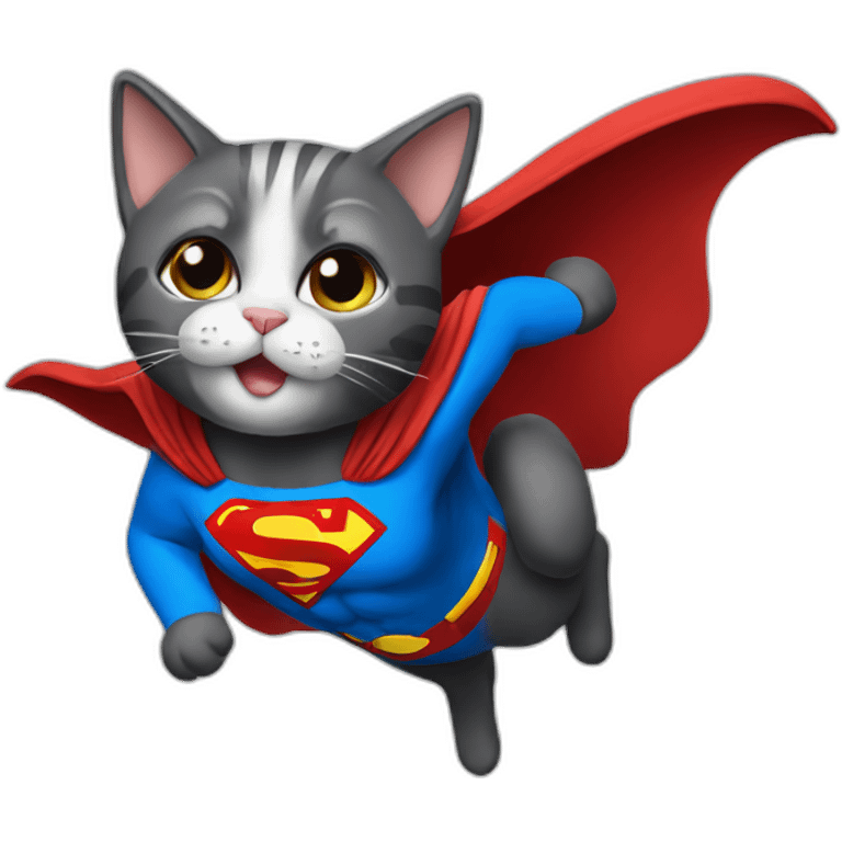 flying cat wearing superman costume emoji