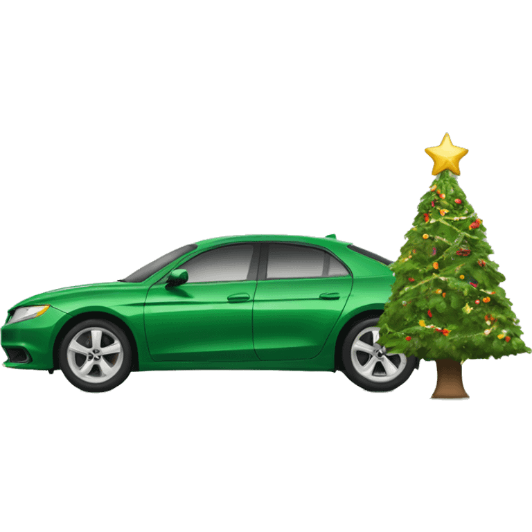 Car and Christmas tree emoji