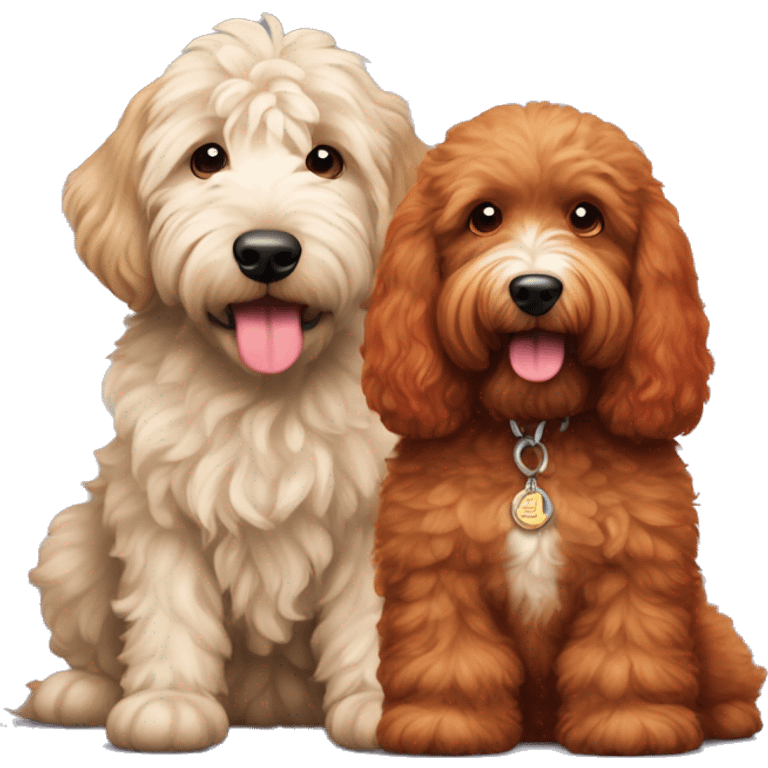 goldendoodle with red fur and a bernedoodle emoji