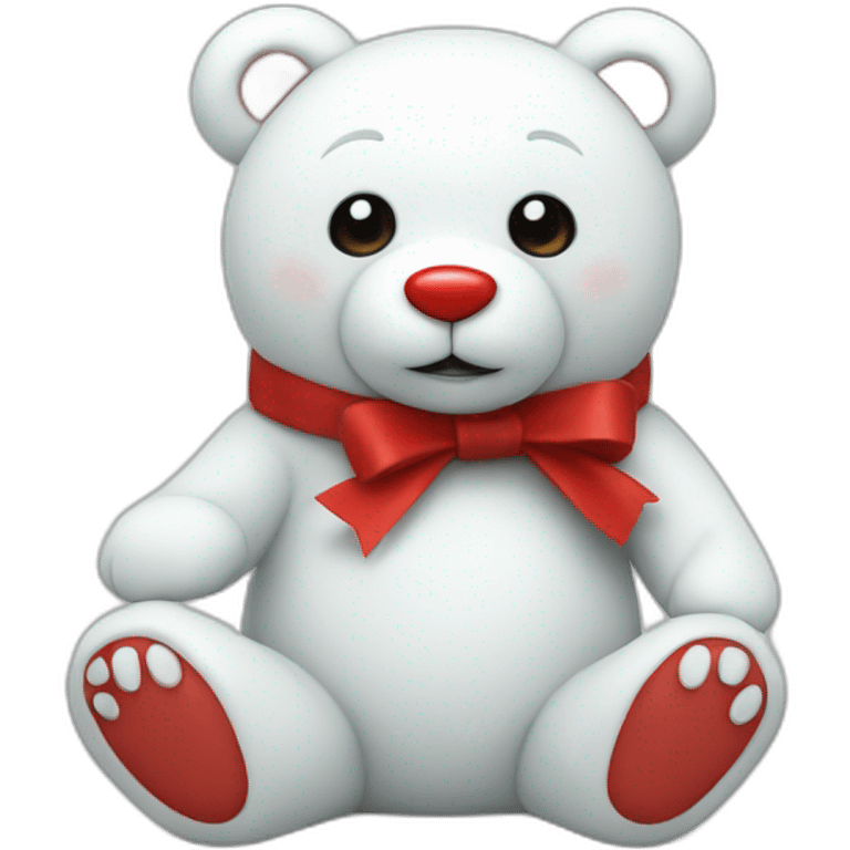 White Bear toy full body with Red nose emoji