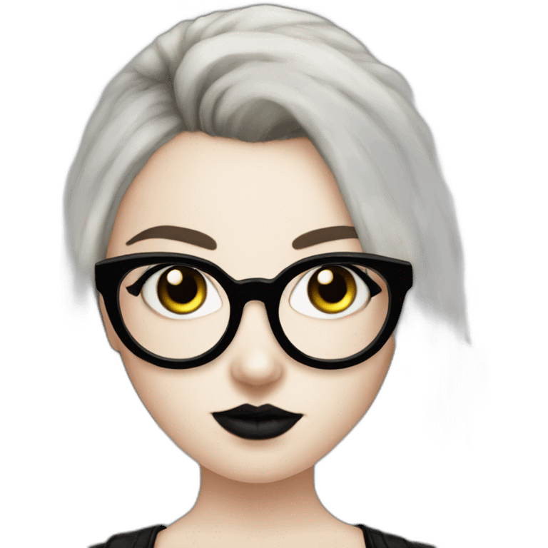 White girl Goth punker with piercing nose and glasses emoji