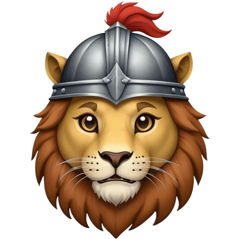 Lion sitting whit medieval helmet emoji