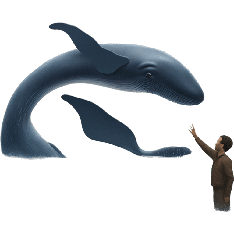 man touching giant whale in the water emoji