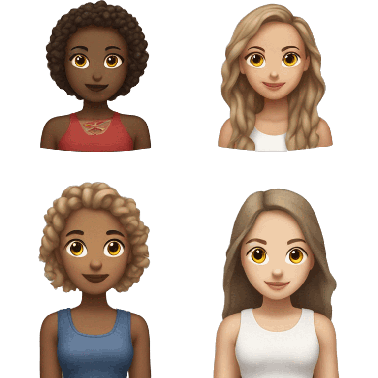 3 girls one lightskin girl one brownskin girl and one white girl emoji