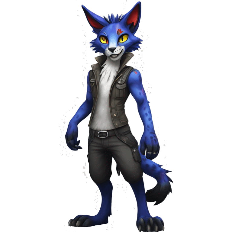 Anthro Epic Edgy Colorful Sergal-Serval-Vernid full body emoji