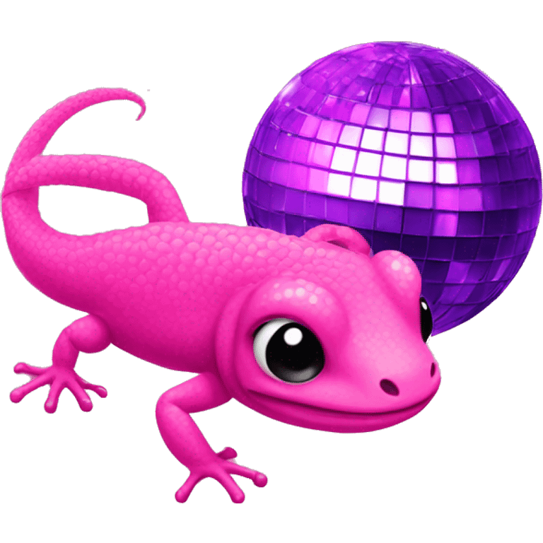 A pink newt and a disco ball emoji