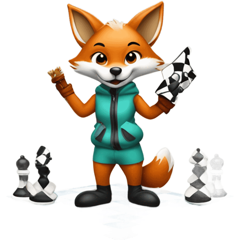 fox playing chess while skiing emoji