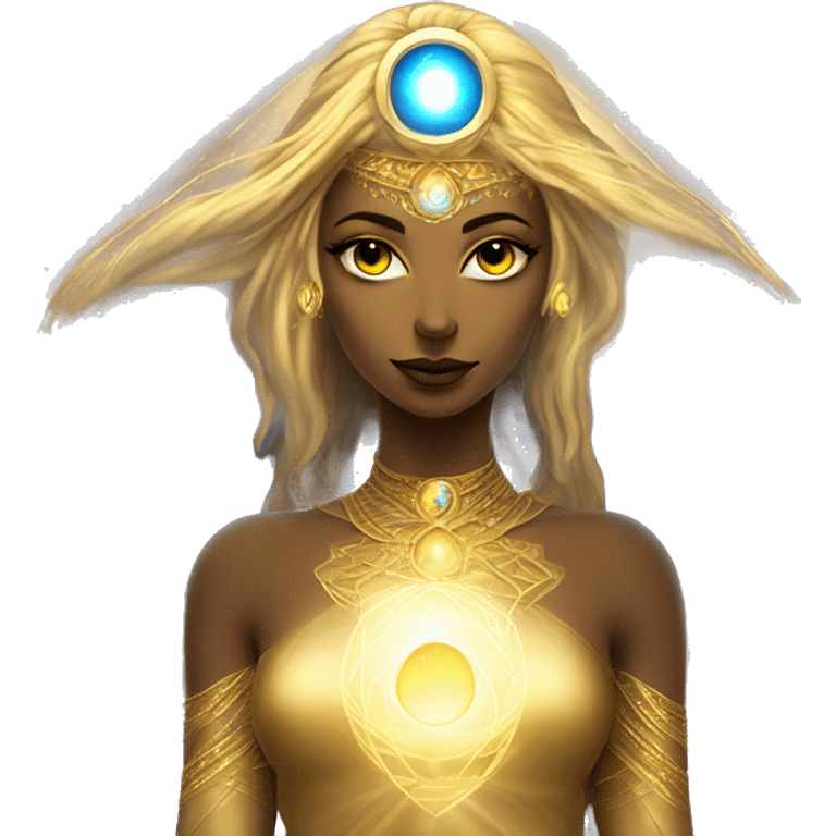 Pleiadian radiant diva woman female golden third eye emoji