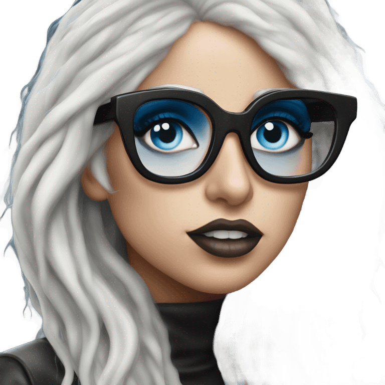 Hyper Realistic lady gaga rain on me blue eyes black glasses  emoji